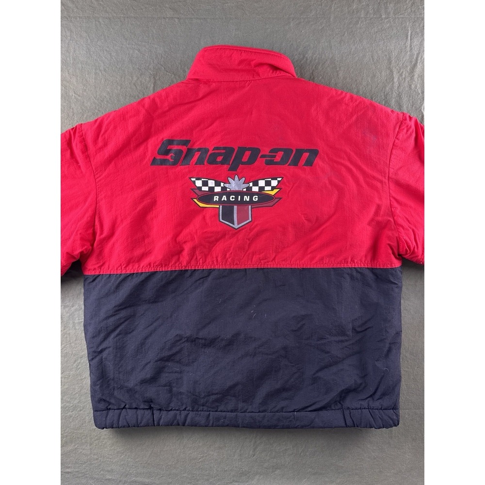 Vintage 90s Snap-On Racing Jacket Red Black Colorblock USA Swingster L